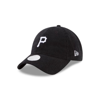 Black Pittsburgh Pirates Hat - New Era MLB Corduroy 9TWENTY Adjustable Caps USA4529638